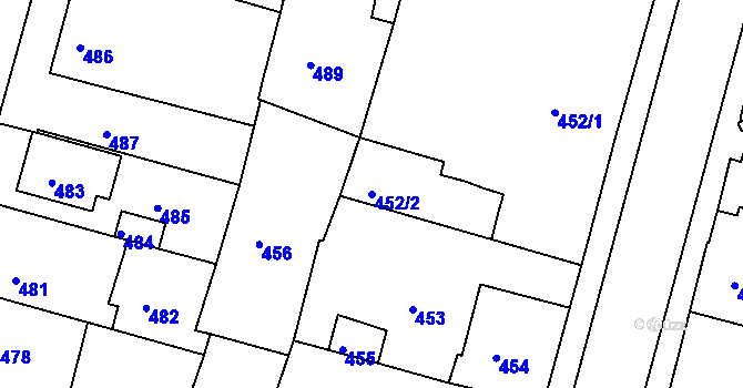 Parcela st. 452/2 v KÚ Město Žďár, Katastrální mapa