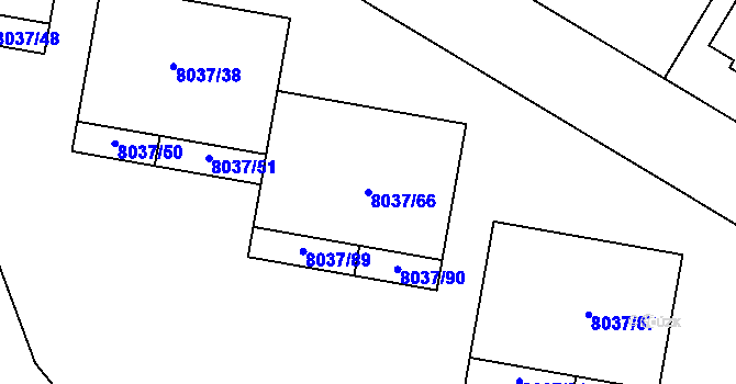 Parcela st. 8037/66 v KÚ Město Žďár, Katastrální mapa