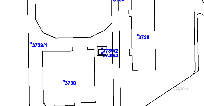 Parcela st. 3739/3 v KÚ Město Žďár, Katastrální mapa