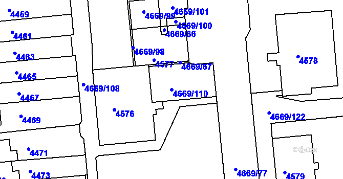 Parcela st. 4669/110 v KÚ Město Žďár, Katastrální mapa