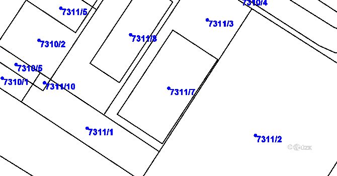 Parcela st. 7311/7 v KÚ Město Žďár, Katastrální mapa