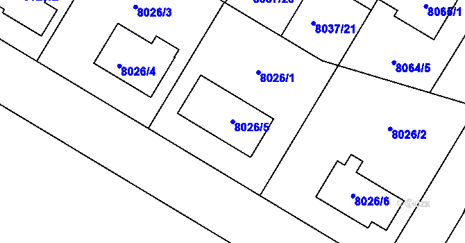 Parcela st. 8026/5 v KÚ Město Žďár, Katastrální mapa