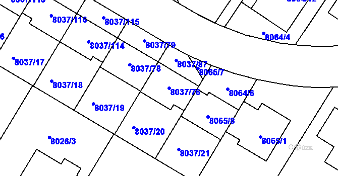 Parcela st. 8037/76 v KÚ Město Žďár, Katastrální mapa