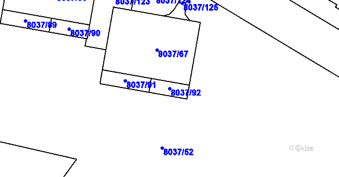Parcela st. 8037/92 v KÚ Město Žďár, Katastrální mapa