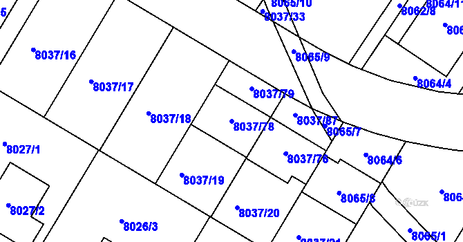 Parcela st. 8037/78 v KÚ Město Žďár, Katastrální mapa
