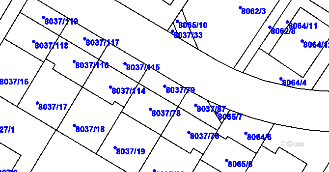 Parcela st. 8037/79 v KÚ Město Žďár, Katastrální mapa