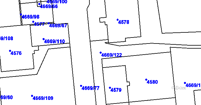 Parcela st. 4669/122 v KÚ Město Žďár, Katastrální mapa