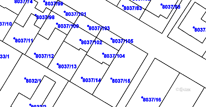 Parcela st. 8037/104 v KÚ Město Žďár, Katastrální mapa