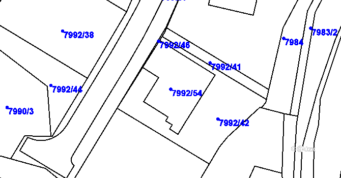 Parcela st. 7992/54 v KÚ Město Žďár, Katastrální mapa