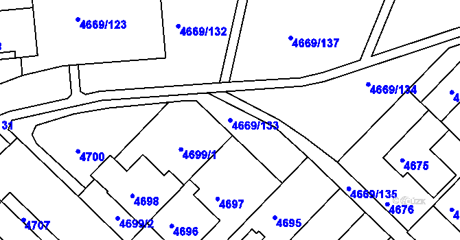 Parcela st. 4669/133 v KÚ Město Žďár, Katastrální mapa