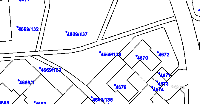 Parcela st. 4669/134 v KÚ Město Žďár, Katastrální mapa