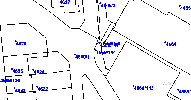 Parcela st. 4669/144 v KÚ Město Žďár, Katastrální mapa