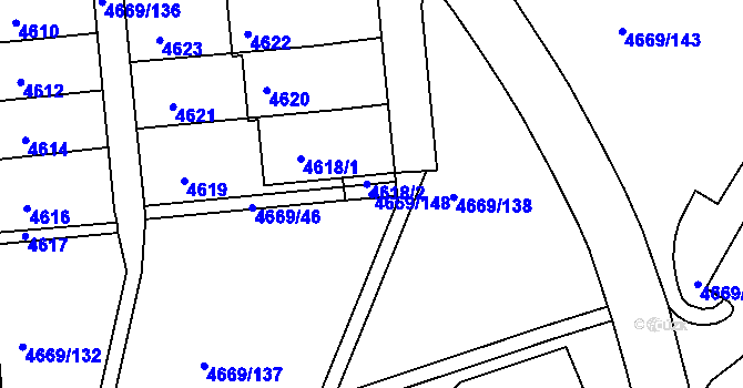 Parcela st. 4669/148 v KÚ Město Žďár, Katastrální mapa