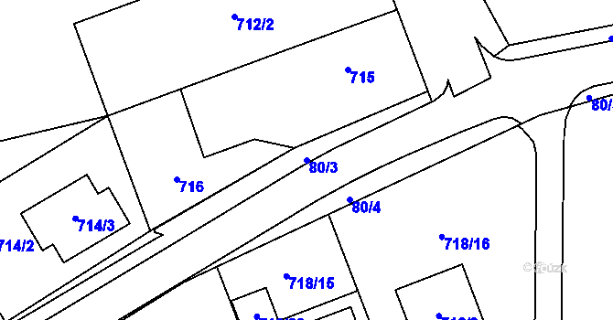 Parcela st. 80/3 v KÚ Zámek Žďár, Katastrální mapa