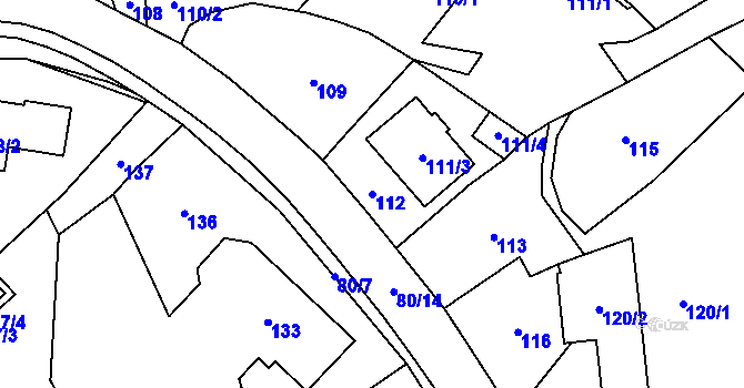 Parcela st. 112 v KÚ Zámek Žďár, Katastrální mapa
