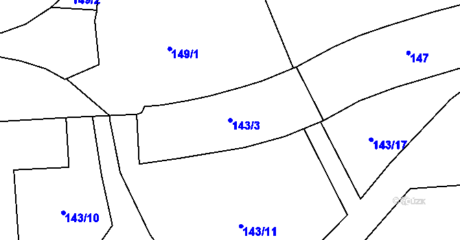 Parcela st. 143/3 v KÚ Zámek Žďár, Katastrální mapa