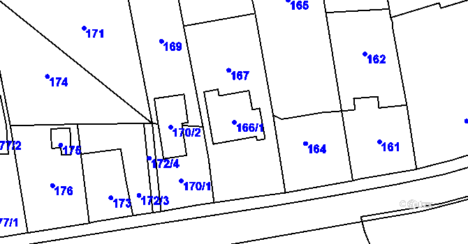 Parcela st. 166/1 v KÚ Zámek Žďár, Katastrální mapa