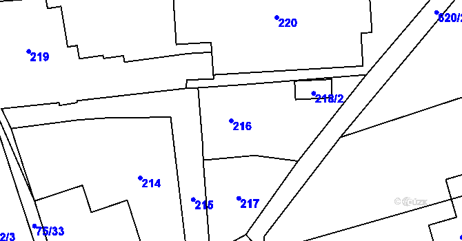 Parcela st. 216 v KÚ Zámek Žďár, Katastrální mapa