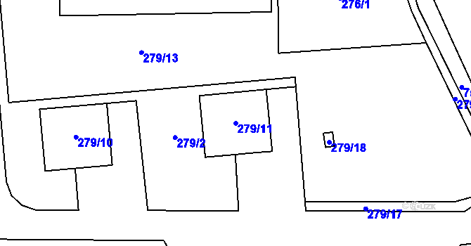 Parcela st. 279/11 v KÚ Zámek Žďár, Katastrální mapa