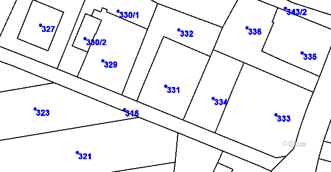 Parcela st. 331 v KÚ Zámek Žďár, Katastrální mapa
