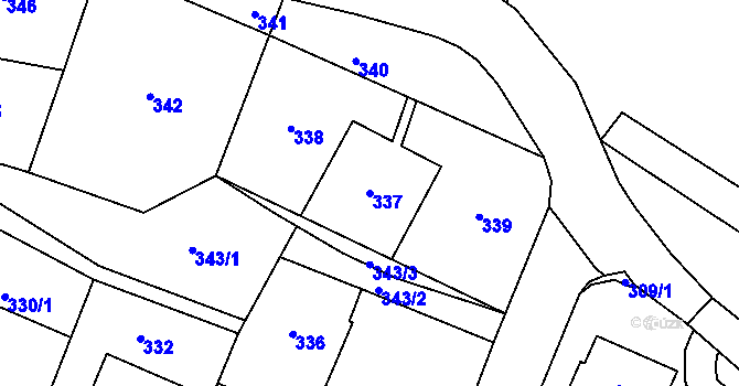 Parcela st. 337 v KÚ Zámek Žďár, Katastrální mapa