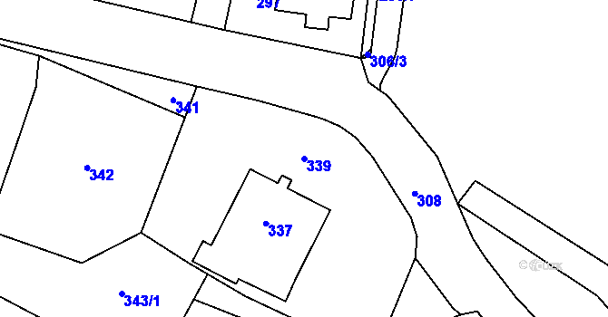 Parcela st. 339 v KÚ Zámek Žďár, Katastrální mapa