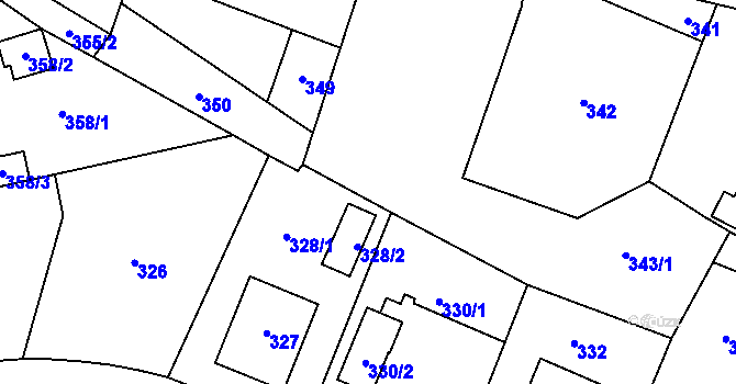 Parcela st. 344 v KÚ Zámek Žďár, Katastrální mapa