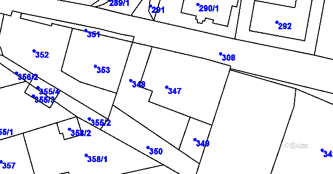 Parcela st. 347 v KÚ Zámek Žďár, Katastrální mapa