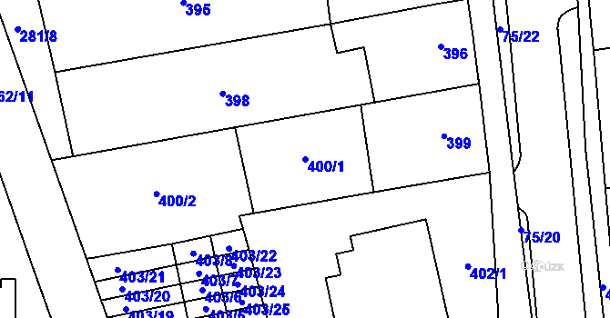 Parcela st. 400/1 v KÚ Zámek Žďár, Katastrální mapa