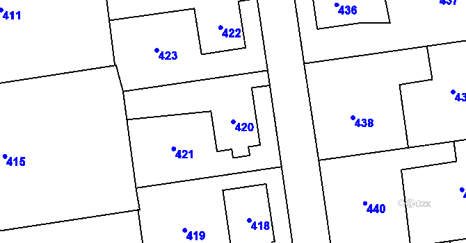 Parcela st. 420 v KÚ Zámek Žďár, Katastrální mapa