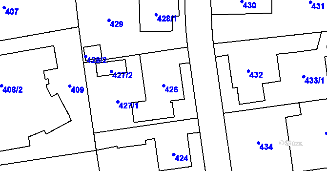 Parcela st. 426 v KÚ Zámek Žďár, Katastrální mapa