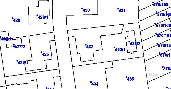 Parcela st. 432 v KÚ Zámek Žďár, Katastrální mapa