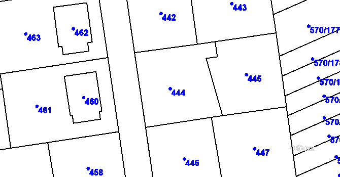 Parcela st. 444 v KÚ Zámek Žďár, Katastrální mapa