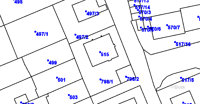 Parcela st. 515 v KÚ Zámek Žďár, Katastrální mapa
