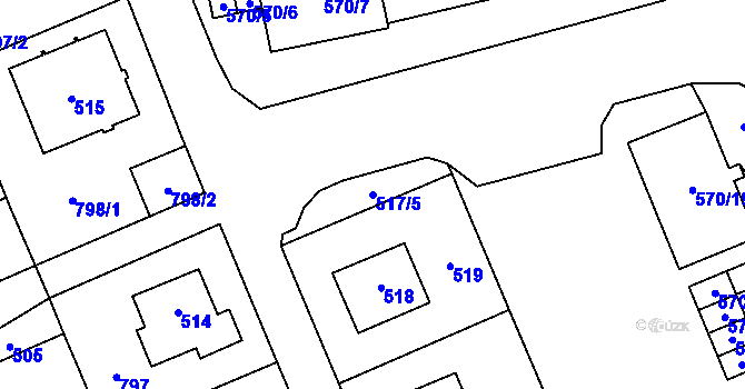 Parcela st. 517/5 v KÚ Zámek Žďár, Katastrální mapa