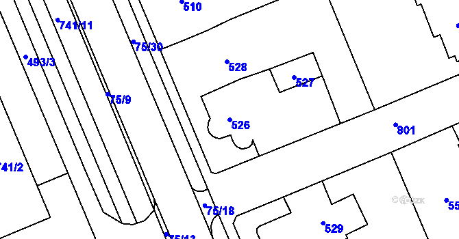 Parcela st. 526 v KÚ Zámek Žďár, Katastrální mapa