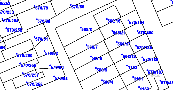 Parcela st. 568/7 v KÚ Zámek Žďár, Katastrální mapa
