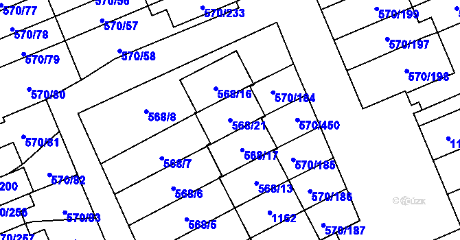 Parcela st. 568/21 v KÚ Zámek Žďár, Katastrální mapa