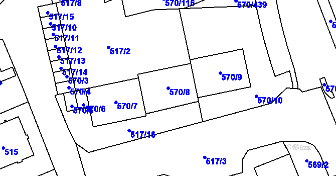 Parcela st. 570/8 v KÚ Zámek Žďár, Katastrální mapa