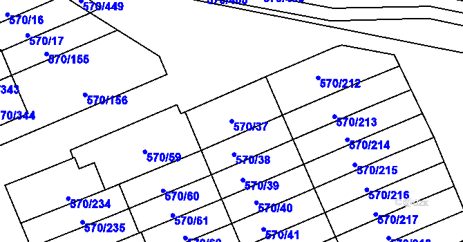 Parcela st. 570/37 v KÚ Zámek Žďár, Katastrální mapa