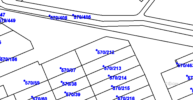 Parcela st. 570/212 v KÚ Zámek Žďár, Katastrální mapa