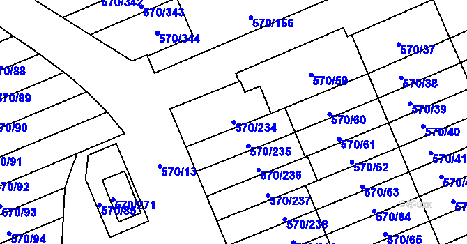 Parcela st. 570/234 v KÚ Zámek Žďár, Katastrální mapa