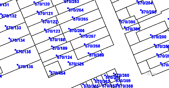 Parcela st. 570/268 v KÚ Zámek Žďár, Katastrální mapa