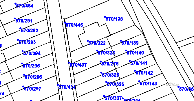 Parcela st. 570/323 v KÚ Zámek Žďár, Katastrální mapa
