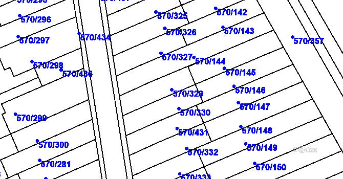 Parcela st. 570/329 v KÚ Zámek Žďár, Katastrální mapa