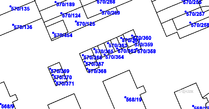 Parcela st. 570/364 v KÚ Zámek Žďár, Katastrální mapa