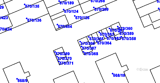 Parcela st. 570/366 v KÚ Zámek Žďár, Katastrální mapa