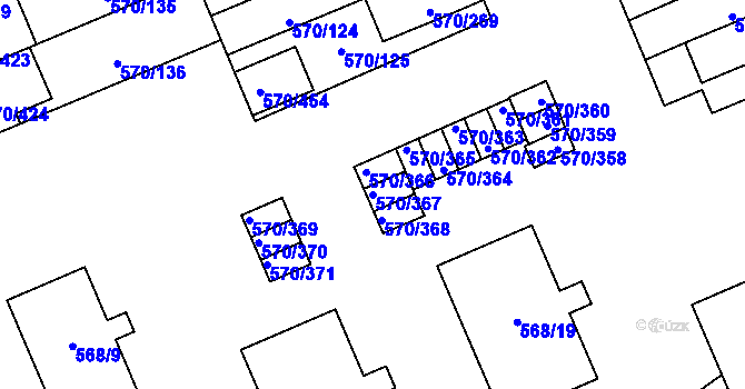 Parcela st. 570/367 v KÚ Zámek Žďár, Katastrální mapa