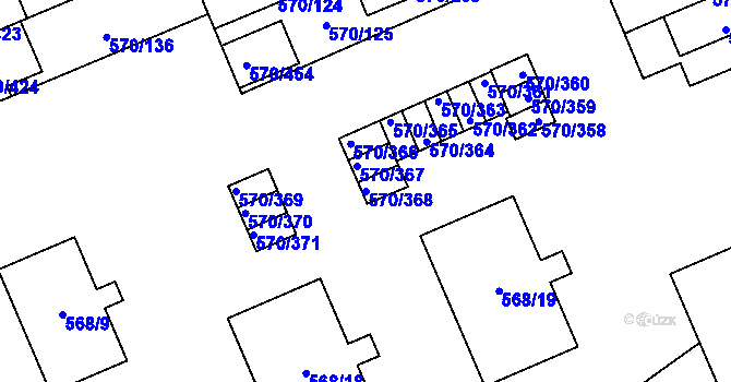 Parcela st. 570/368 v KÚ Zámek Žďár, Katastrální mapa