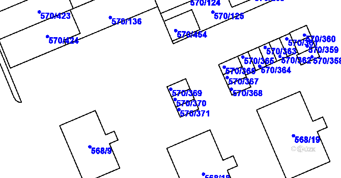 Parcela st. 570/369 v KÚ Zámek Žďár, Katastrální mapa